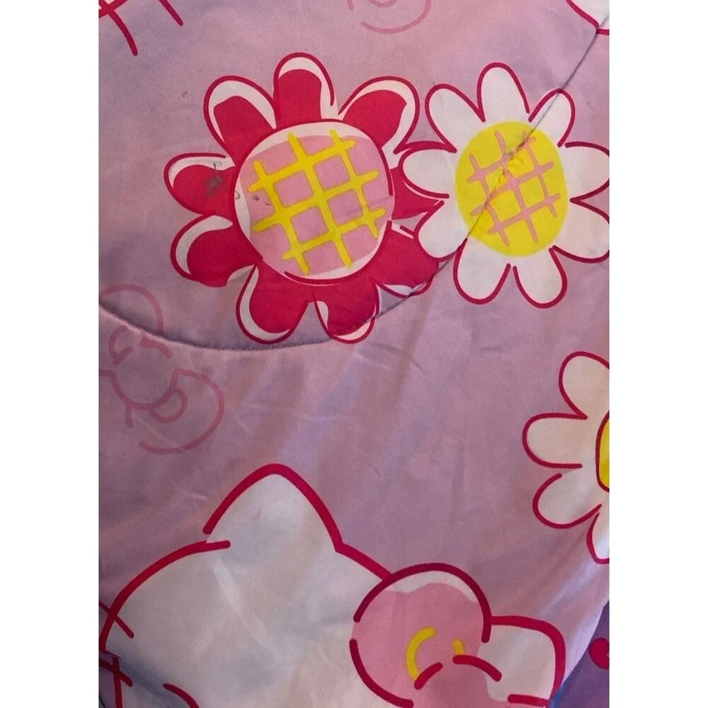 Sanrio Hello Kitty Purple Rainbow and Clouds Twin Comforter Reversible Pink